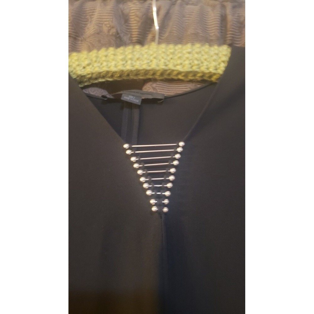 Alexander Wang Tunic Metal Embellishment Dress Size‎ 2 Short Sleeve Black LBD